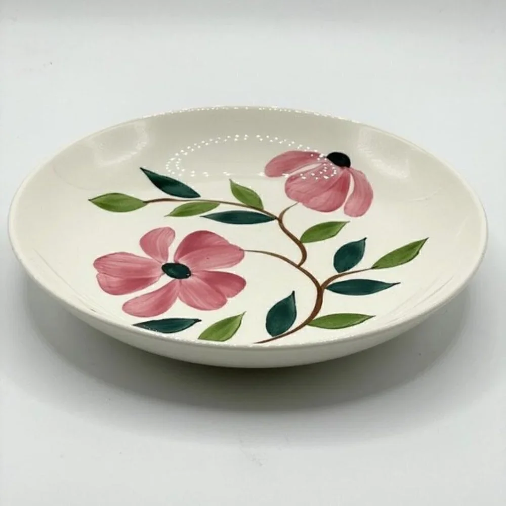 Rio Stetson Vintage Hand Painted Floral Dinner Plate Soup Bowl Set (4 Available)